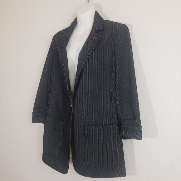 Tommy Hilfiger Women's Blazer 8 Black Pin Striped Preppy Academia Classic - Picture 7 of 11